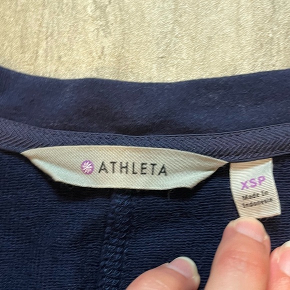Athleta Blue Striped V-Neck Long Sleeve 71% Nylon Knee Length Dress Size XSP - Picture 4 of 7